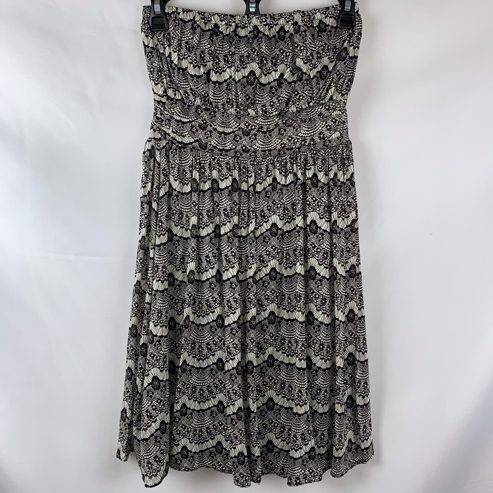 Ya Los Angeles Dress XS strapless back zip black white‎